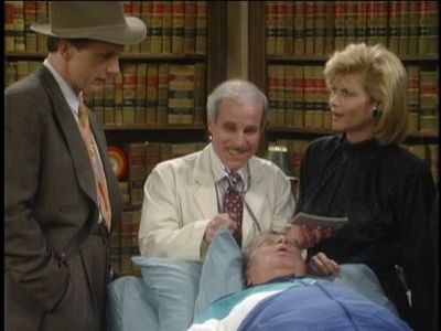 Harry Anderson, Markie Post, Mel Tormé, and John Welsh in Night Court (1984)