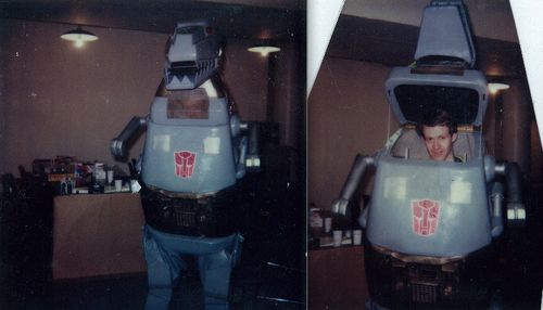 Taken in 1985, in NY. I am standing in the T-Rex Dinobot suit, getting ready to promote the Transformers line of action 
