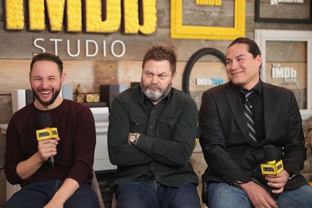 Nick Offerman, Eddie Spears, and Alexandre Espigares at an event for White Fang (2018)