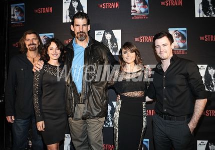 (L-R) Actors Robin Atkin Downes, Natalie Brown, Robert Maillet, Mia Maestro and Jim Watson attend 'The Strain' New York 