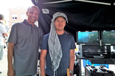 On the set of Falling Water with the director Guy Ferland