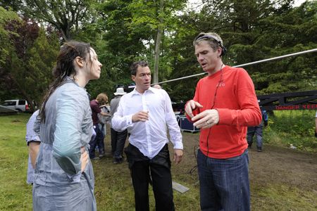 Rebecca Hall, Dominic West and Nick Murphy on the set of The Awakening