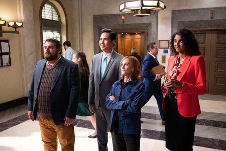 Holly Hunter, Bobby Moynihan, Mike Cabellon, and Vella Lovell in Mr. Mayor (2021)
