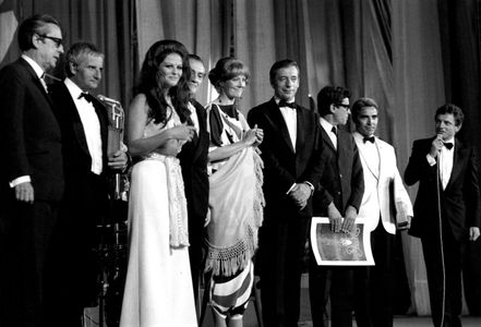 Vanessa Redgrave, Lindsay Anderson, Claudia Cardinale, Jacques Martin, Yves Montand, and Luchino Visconti