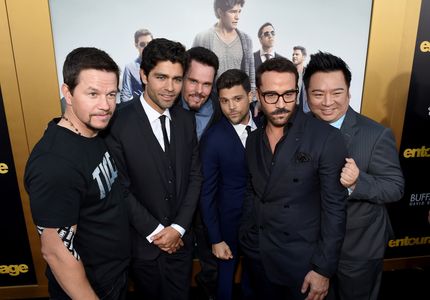 Mark Wahlberg, Kevin Dillon, Adrian Grenier, Jeremy Piven, Rex Lee, and Jerry Ferrara at an event for Entourage (2015)
