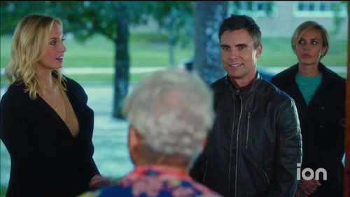 Arielle Kebbel, Colin Egglesfield, and Cassie Kramer in A Christmas Witness (2021)