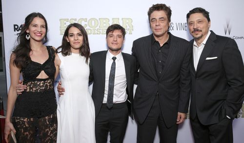 Benicio Del Toro, Carlos Bardem, Josh Hutcherson, and Claudia Traisac at an event for Escobar: Paradise Lost (2014)