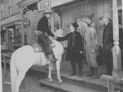 Raymond Hatton, Warren Jackson, Buck Jones, and Silver in West of the Law (1942)
