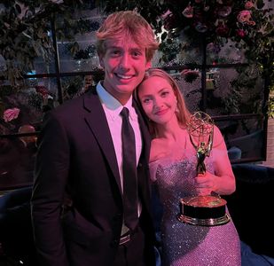 Jake Satow and Amanda Seyfried at an event for the 74th Annual Emmys Awards
