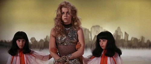 Jane Fonda, Catherine Chevallier, and Marie Therese Chevallier in Barbarella (1968)