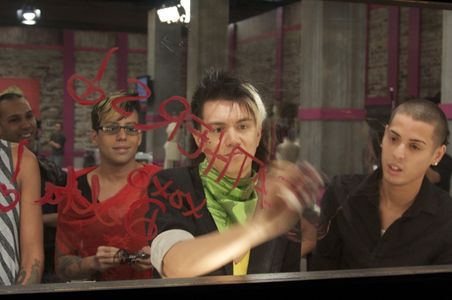 Gabriel Burgos Ortiz, Alexis Mateo, Manila Luzon, and Carmen Carrera in RuPaul's Drag Race (2009)