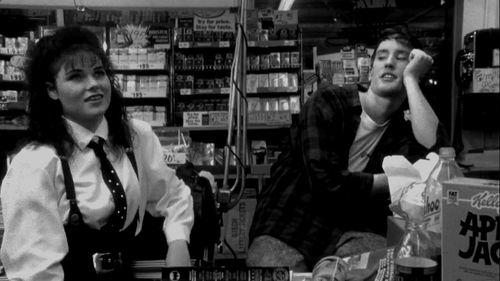 Jeff Anderson and Lisa Spoonauer in Clerks (1994)