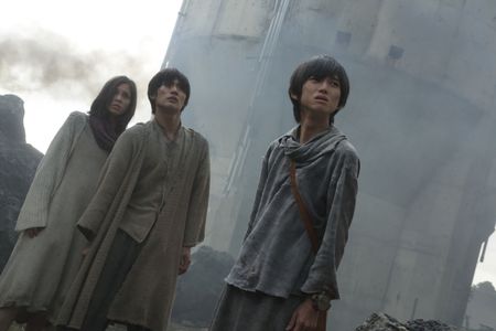 Kanata Hongô, Haruma Miura, and Kiko Mizuhara in Attack on Titan Part 1 (2015)