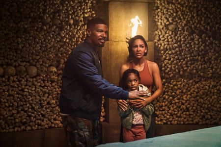 Jamie Foxx, Meagan Good, and Zion Broadnax in Day Shift (2022)
