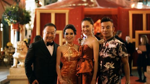 Jamie Xie, Christine Chiu, Kane Lim, and Gabriel Chiu in Bling Empire (2021)