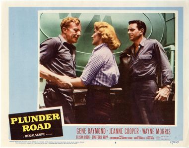 Jeanne Cooper, Wayne Morris, and Gene Raymond in Plunder Road (1957)