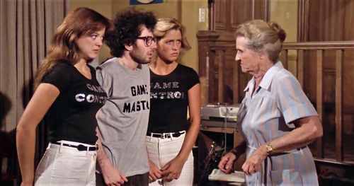Kirsten Baker, Deborah Richter, Alan Solomon, and Irene Tedrow in Midnight Madness (1980)