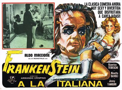 Aldo Maccione and Jenny Tamburi in Frankenstein: Italian Style (1975)