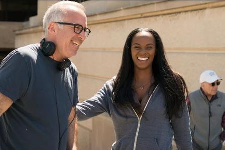 Joe Chappelle and Tika Sumpter on the set of An Acceptable Loss