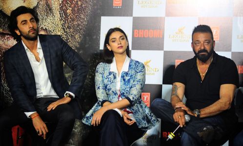 Sanjay Dutt, Omung Kumar, Ranbir Kapoor, and Aditi Rao Hydari at an event for Bhoomi (2017)