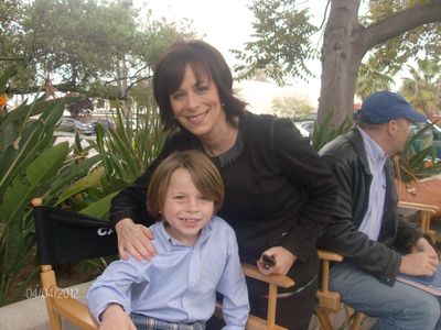 Gibson with Jane K. on set of Wilfred.