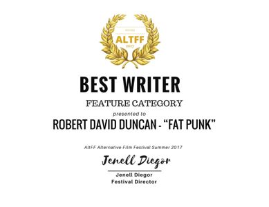 Best Writer Award presented to Robert David Duncan for the film 