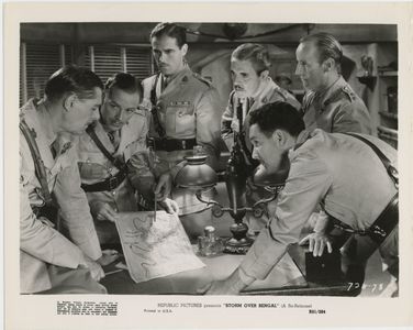 Claud Allister, Richard Cromwell, Gilbert Emery, Patric Knowles, Colin Tapley, and Douglas Walton in Storm Over Bengal (
