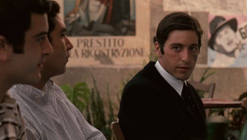 Al Pacino, Franco Citti, and Angelo Infanti in The Godfather (1972)