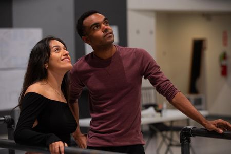 Jocelyn Zamudio and Grant Kennedy Lewis in rehearsal for Steppenwolf Theatre's Chicago premiere of Sanctuary City