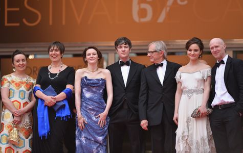 Paul Laverty, Ken Loach, Rebecca O'Brien, Barry Ward, Simone Kirby, and Aisling Franciosi at an event for Jimmy's Hall (