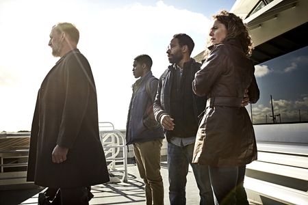 Amy Brenneman, Christopher Eccleston, Kevin Carroll, and Jovan Adepo in The Leftovers (2014)