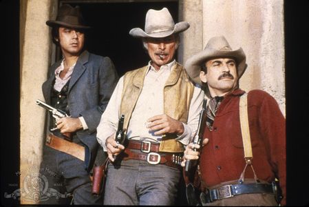 Lee Van Cleef, Michael Callan, and James Sikking in The Magnificent Seven Ride! (1972)