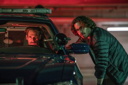 Jon Hamm and Edgar Wright in Baby Driver (2017)