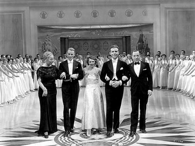 Hugh Herbert, Paul Draper, Louise Fazenda, Ruby Keeler, and Dick Powell in Colleen (1936)