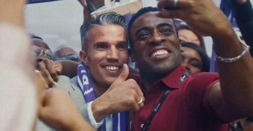 Taken from the BT Sport Commercial 2019. Kenny-Lee Mbanefo with Former Manchester United Football (Soccer) Player, Robin