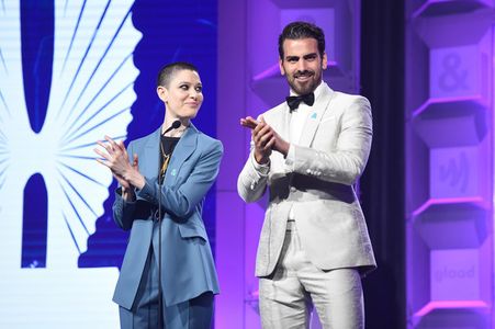 Nyle DiMarco and Asia Kate Dillon present onstage at the 29th Annual GLAAD Media Awards (2018).