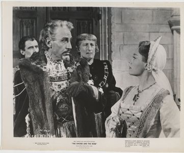 Patrick Cargill, Fernand Fabre, Glynis Johns, and Anthony Sharp in The Sword and the Rose (1953)