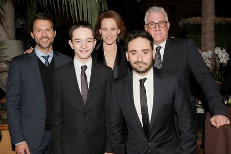 Sigourney Weaver, David Linde, J.A. Bayona, and Lewis MacDougall at an event for A Monster Calls (2016)
