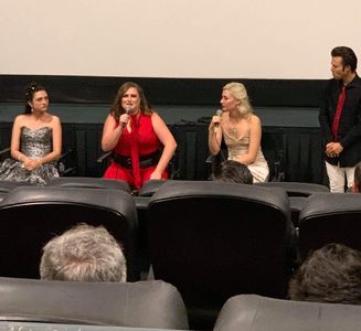 Answering a question at a Q & A at a screening of Vengeance Girl