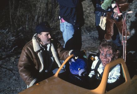 Mark Jones and Warwick Davis - Leprechaun set 1993