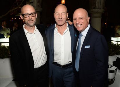 Patrick Stewart, Moby, and Chris Albrecht at an event for Blunt Talk (2015)