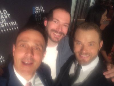 Paul Winchester with the producer of the Osiris child, Matt Graham and star Kellan Lutz 2017
