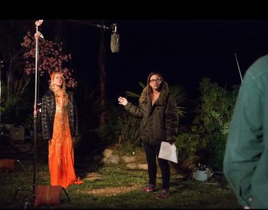Writer/ Director Sarah Gertrude Shapiro with Anna Camp on the set of Sequin Raze.