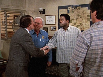 Carroll O'Connor, Alan Autry, and Howard E. Rollins Jr. in In the Heat of the Night (1988)