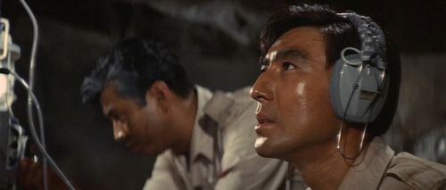 Akihiko Hirata and Tadao Takashima in Son of Godzilla (1967)