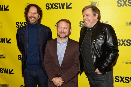 Mark Hamill, Ram Bergman, and Rian Johnson at an event for The Director and the Jedi (2018)