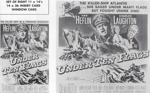 Van Heflin, Charles Laughton, and Mylène Demongeot in Under Ten Flags (1960)