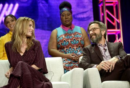 Marc Maron, Kia Stevens, Betty Gilpin, and Britt Baron at an event for GLOW (2017)