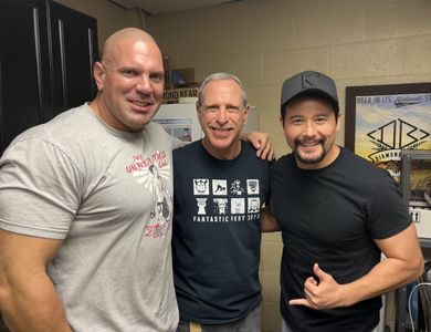 Levon Panek (left) with director Isaac Florentine, and actor Johnny Yong Bosch