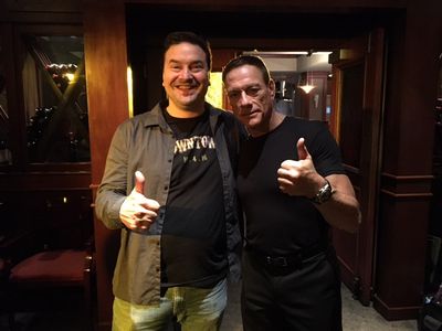 With Jean-Claude Van Damme on the set of KILL 'EM ALL